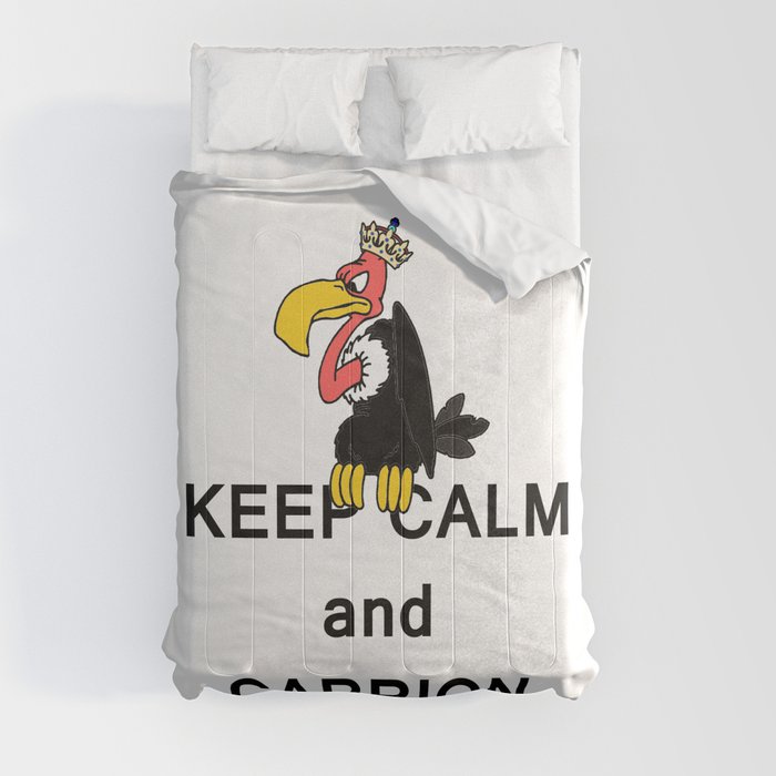 Keep Calm and Carry On Carrion Vulture Buzzard with Crown Meme Comforter