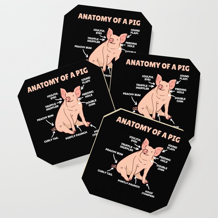 Funny Explanation Of A Pig's Anatomy Coaster