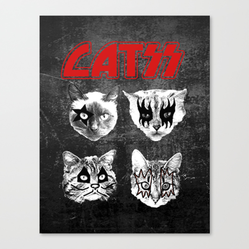 kiss catsKISS cats kitty pussy album cover art funny metal band all night  crazy Canvas Print by FamousPaintings | Society6