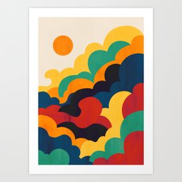 Cloud nine Kunstdrucke | Smoke, Summer, Sun, Outdoor, Nature, Illustration, Fractal, Geometric, Graphicdesign, Rainbow 