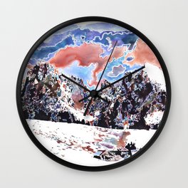 Switzerland Alps snow scene watercolor painting- Swiss Alps watercolor landscape artwork  Wall Clock