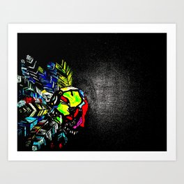 Cyberokurokubi Art Print | Painting, Watercolor, Creature, Mixed Media, Graphic Design, Cyborg, Markers, Japanese, Design, Street Art 