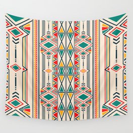 Ikat geometric folklore ornament. Ethnic pattern. Border ornament. Native american design, Navajo. Mexican motif, Aztec ornament Wall Tapestry