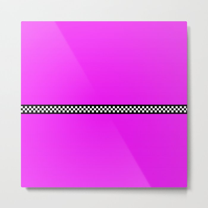 Hot Pink Taxi with Black and White Checkerboard Band Metal Print