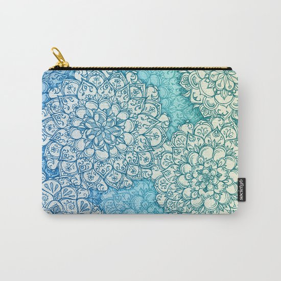 Blue Green Ballpoint Pen Doodle Poem Carry-All Pouch