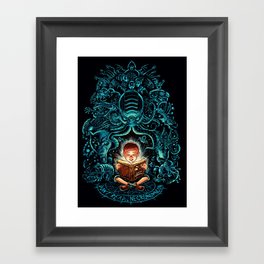 Kids, dont't read Necronomicon! Framed Art Print