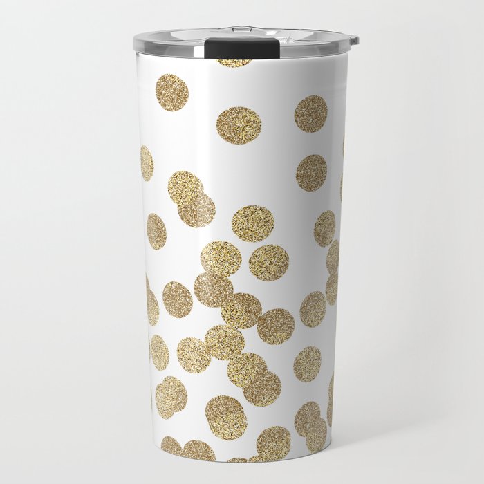 Gold Glitter Dots in scattered pattern Travel Mug