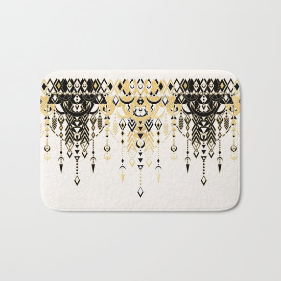 Modern Deco in Black and Cream Bath Mat