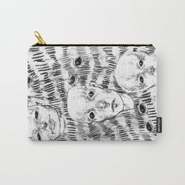 Triplets Carry-All Pouch | People, Illustration, Black and White, Scary 