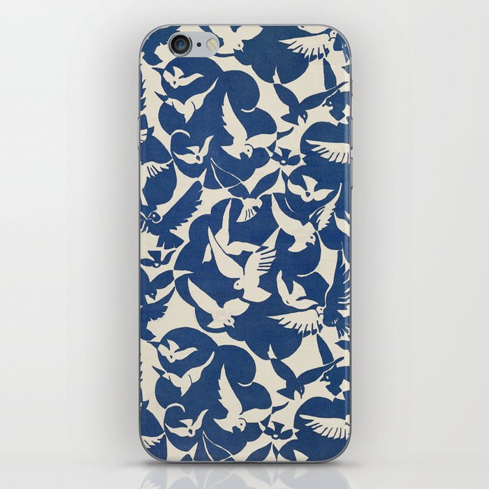 Bird Pattern Blue and White Doves iPhone Skin