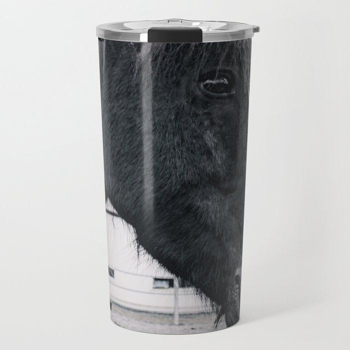 Icelandic Horse In Black & White Travel Mug