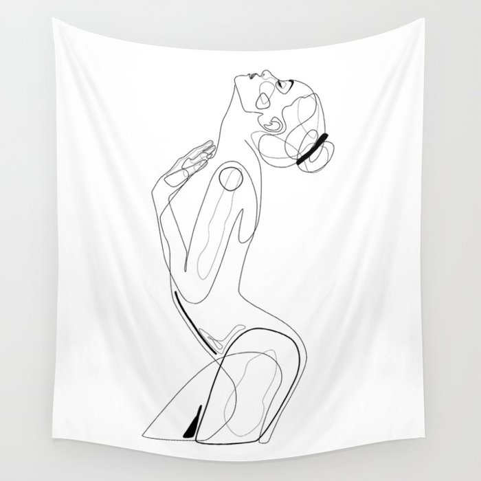 Naked Profile Lines Wall Tapestry