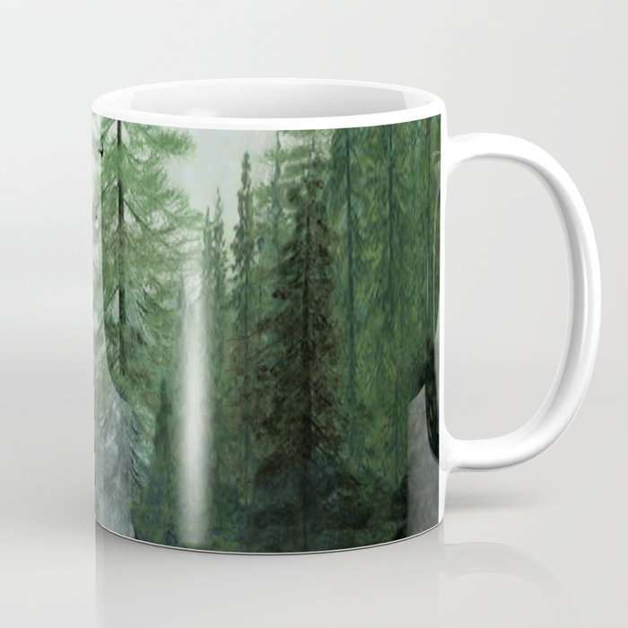 Mountain Morning 2 Kaffeebecher | Gemälde, Digital, Aquarell, Baum, Bäume, Pine, Forest, River, Landscape, Wonderlust
