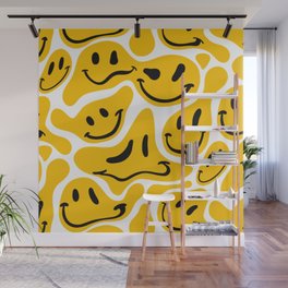TRIPPY MELTING SMILE PATTERN Wall Mural
