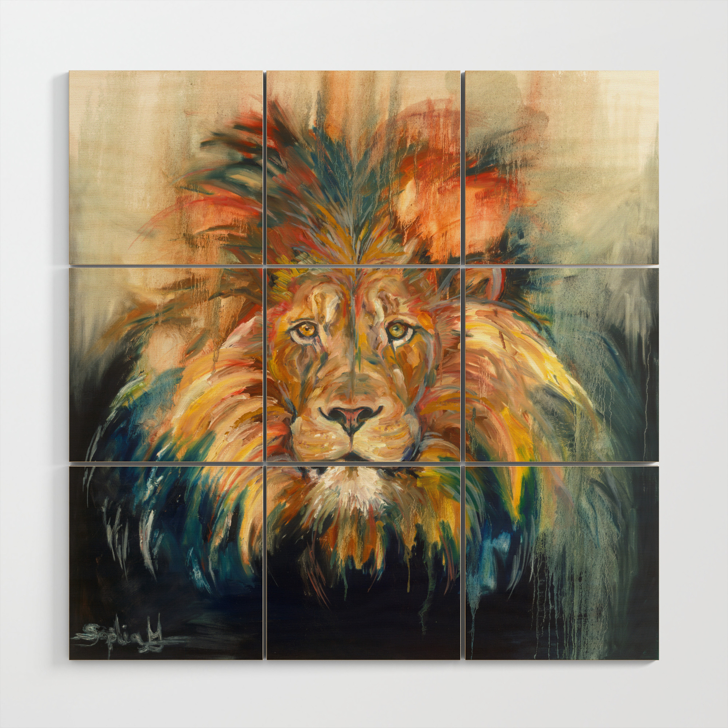 Lion Oil Painting Wood Wall Art By Sophiagraefdesigns Society6