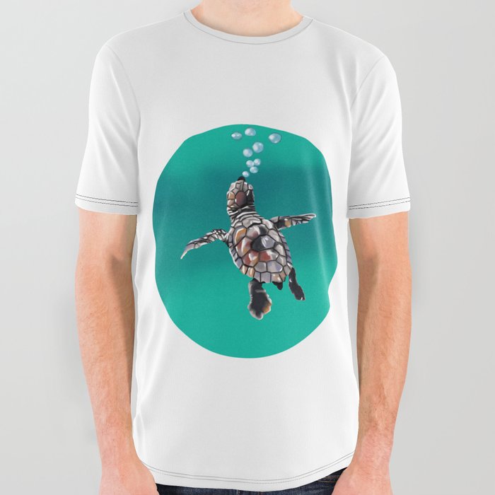 round drawing of a small turtle All Over Graphic Tee