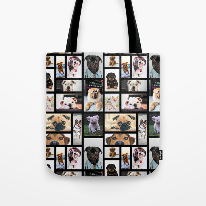 65 MCMLXV Man's Best Friend Dog Postcard Collage Pattern Tote Bag