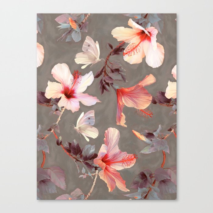 Coral Hibiscus Canvas Print