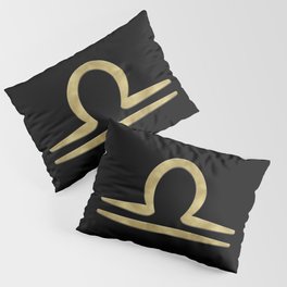 Libra Zodiac Symbol Gold & Black Pillow Sham