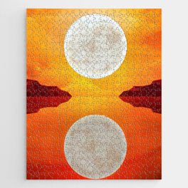 Red Moon Reflection Jigsaw Puzzle