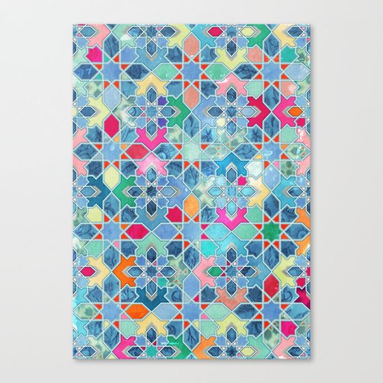 Pretty Pastel Moroccan Tile Mosaic Pattern Canvas Print