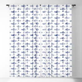 Blue Watercolor Airplanes Blackout Curtain