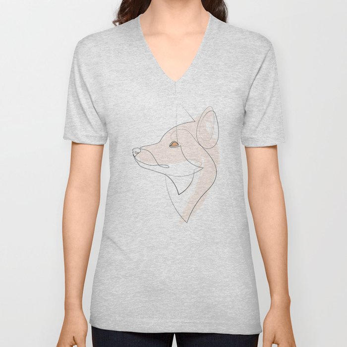 Ginger - one line Fox V Neck T Shirt