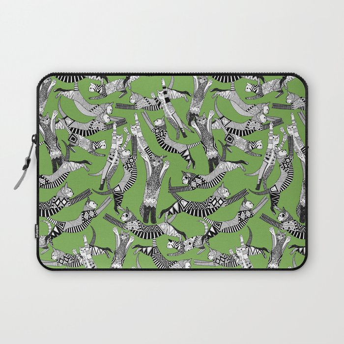 cat party palm green Laptop Sleeve