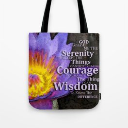 Serenity Prayer With Lotus Flower By Sharon Cummings Tote Bag