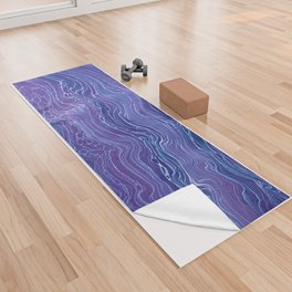 Lavender Blue Lace Marble Acrylic Abstraction Yoga Towel