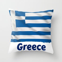 Greece Flag Throw Pillow