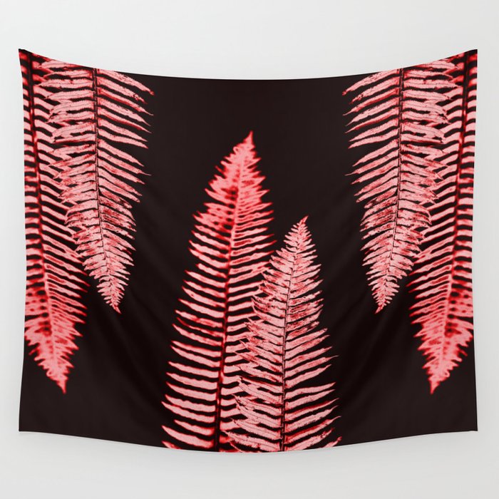 Red and Black Forest Ferns Wall Tapestry
