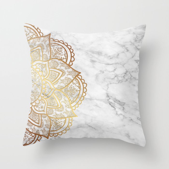 Mandala Gold & Marble Throw Pillow by aleibanez Society6