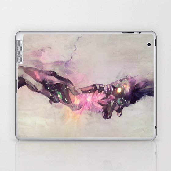 Colourful Abstract Creation of Adam AI Art Michelangelo Laptop & iPad Skin