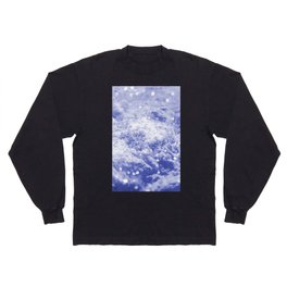 Sky blue white glitter abstract watercolor clouds Long Sleeve T-shirt