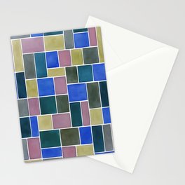Rectangles And Squares Contemporary White Outline Art 1 Stationery Card