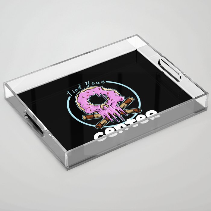 Find Your Center Grungy Skull Donut Pun Acrylic Tray