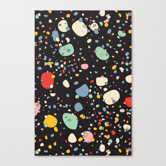 Modern Scandinavian Multi Colour Color Pebbles Black Canvas Print