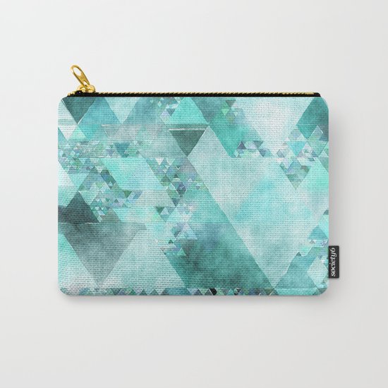 Triangles in aqua - Modern turquoise green blue triangle pattern Carry-All Pouch
