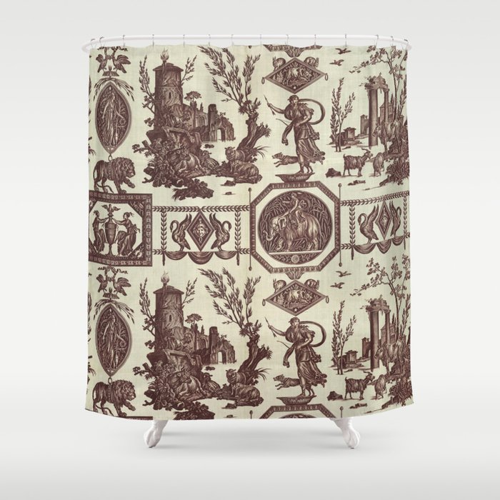 French toile brown 1802 Shower Curtain