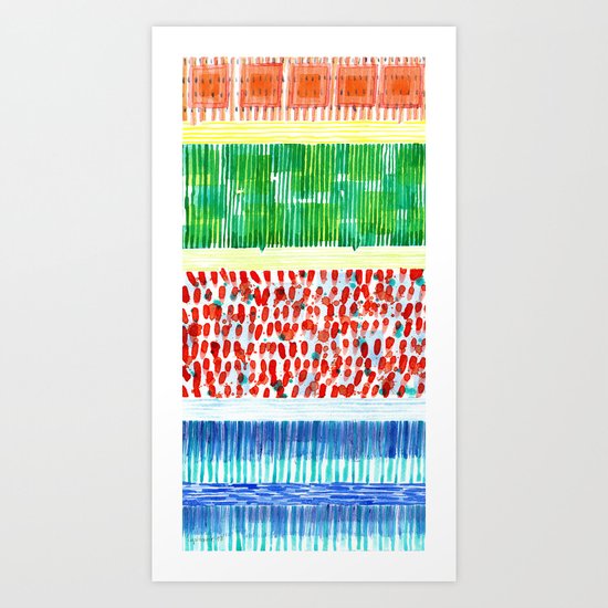 Joyful Stacked Patterns in High Format Art Print
