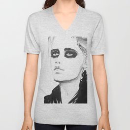 Black and white fashion illustration No.3 - by Fiona Maclean.  V Neck T Shirt