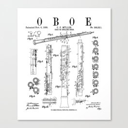 Oboe Vintage Patent Oboist Drawing Print Canvas Print