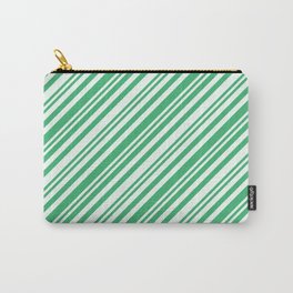 [ Thumbnail: Mint Cream and Sea Green Colored Lines Pattern Carry-All Pouch ]