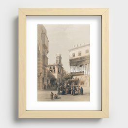 Bazaar of the coppersmiths Cairo illustration by David Roberts (1796–1864). Recessed Framed Print