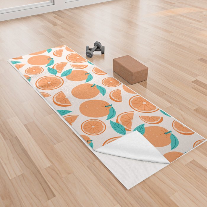 Orange Fruit Pattern Yoga Towel