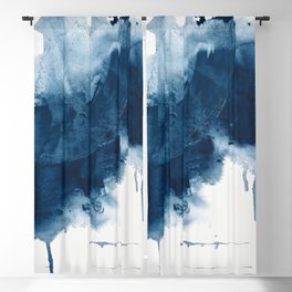 Where does the dance begin? A minimal abstract acrylic painting in blue and white by Alyssa Hamilton Blackout Curtain