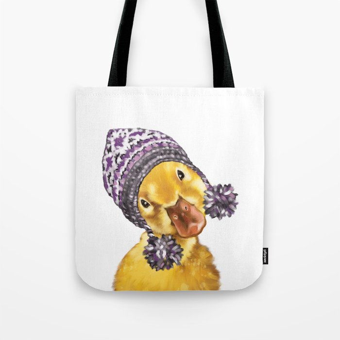 Baby Yellow Duck with Winter Hat Tote Bag