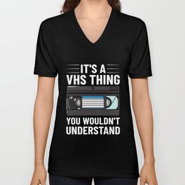 VHS Player Videotape Video Cassette Tape Recorder V Neck T Shirt