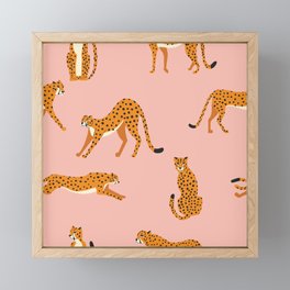 Cheetahs pattern on pink Framed Mini Art Print
